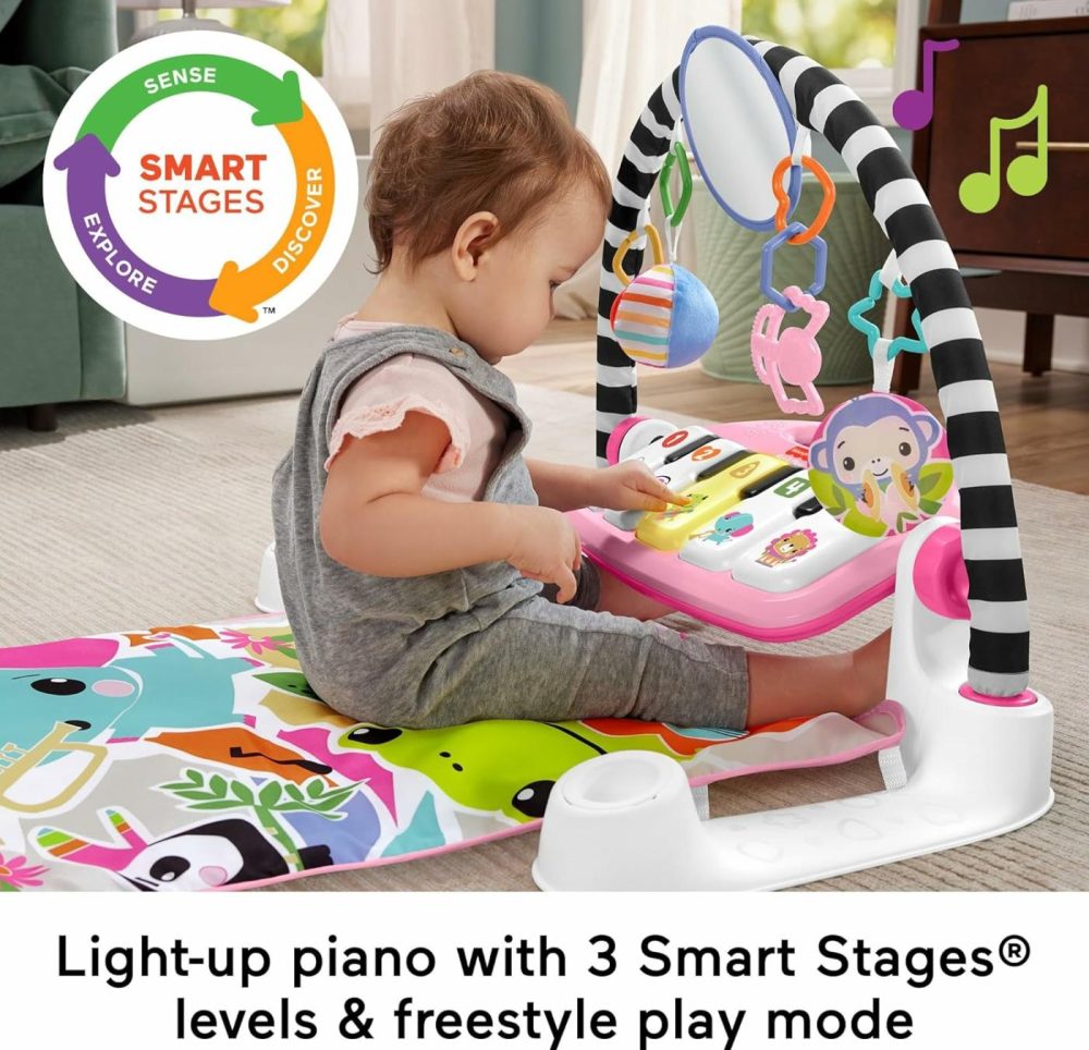 Baby Gift Set Glow And Grow Kick & Play Piano Gym Baby Playmat & Musical Toy With Smart Stages Learning Content  Plus 2 Maracas For Ages 0+ Months  Pink  |  Musical Toys All Toys New Pink + Maracas