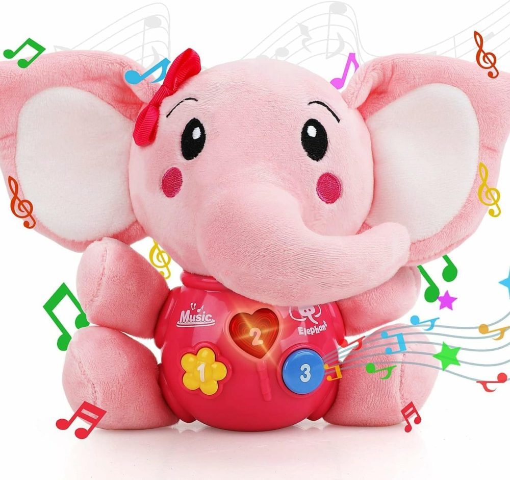 Baby Girl Toys 0-6 Months Baby Boy Infant Girls Gifts Musical Toys For Newborn Girl Toys 0-3 Month Plush Elephant Toy Infant Toys 6-12 Months Newborn Baby Easter Gifts For Girls  |  Musical Toys All Toys Pink Baby Plush Elephant