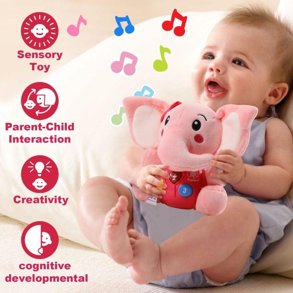 Baby Girl Toys 0-6 Months Baby Boy Infant Girls Gifts Musical Toys For Newborn Girl Toys 0-3 Month Plush Elephant Toy Infant Toys 6-12 Months Newborn Baby Easter Gifts For Girls  |  Musical Toys All Toys Pink Baby Plush Elephant