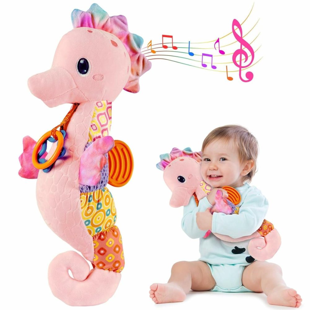 Baby Girl Toys 0-6 Months,Infant Musical Stuffed Animals Soft Toy With Bright Colors,Crinkle Sound Paper  Multi-Textures & Rattles,Baby Newborn Toys For 0 3 6 9 12 Months Boy/Girls(Pink)  |  Musical Toys All Toys Pink