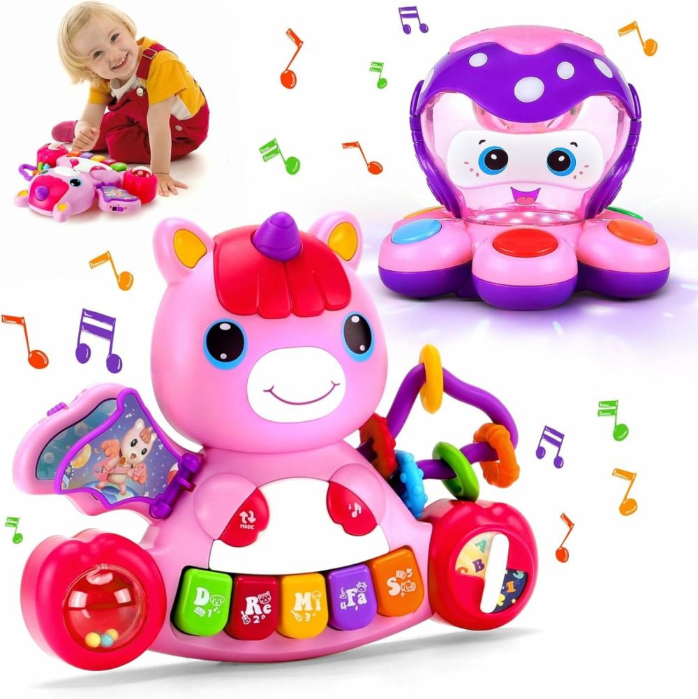 Baby Girl Toys 6-12 Months  Unicorn Baby Piano Light Up Musical Toys 12-18 Months Baby Girl Toys  Toddler Early Education Birthday Baby Girl Gifts For 1 2 3 Years Old (2Pack)  |  Musical Toys All Toys