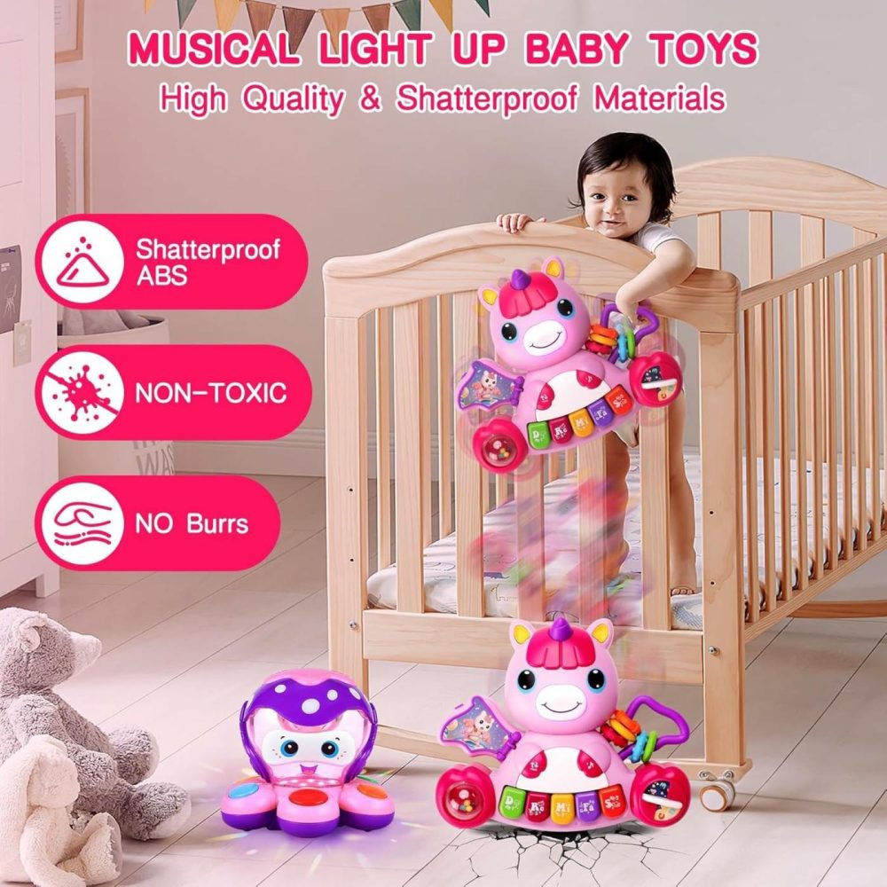 Baby Girl Toys 6-12 Months  Unicorn Baby Piano Light Up Musical Toys 12-18 Months Baby Girl Toys  Toddler Early Education Birthday Baby Girl Gifts For 1 2 3 Years Old (2Pack)  |  Musical Toys All Toys