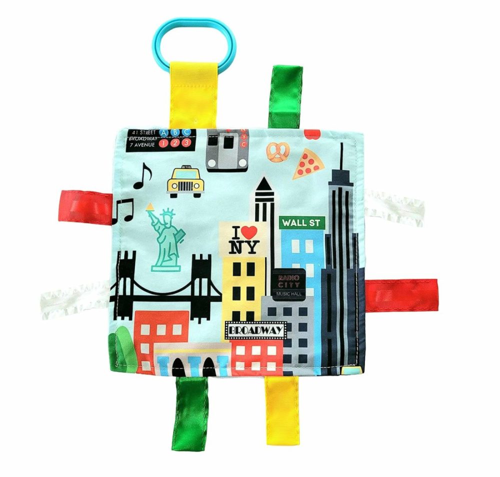 Baby Jack & Co 8X8” Learning Lovey Nyc New York Tag Toys For Babies – Baby Crinkle Toys – Soft & Safe – Learn Usa Cities And Shapes – Ideal Baby Toy & Gift Bpa Free W/Stroller Clip  |  Teethers All Toys Teethers