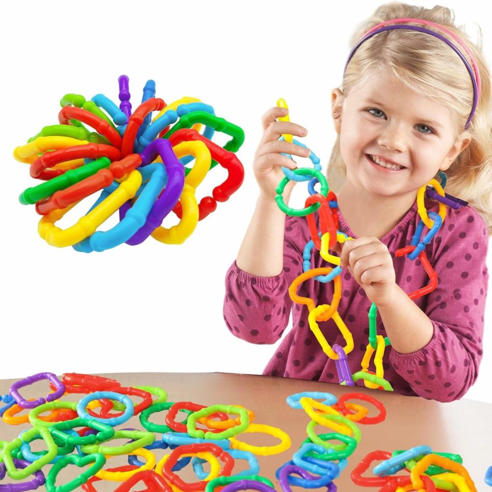 Baby Links Rings – 35 Geometric Linking Chains Ring Toys For Baby – Safe Infant Toys For Teething And Sensory Development – Car Seat & Stroller Toys For Infants & Toddlers  |  Car Seat & Stroller Toys All Toys Car Seat & Stroller Toys