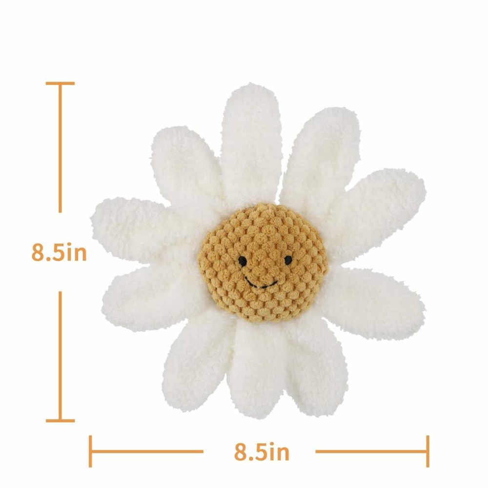 Baby Lovey Daisy Soft Rattle Toy  Plush Stuffed Flowers For Newborn Soft Hand Grip Shaker Over 0 Months (White Daisy  8.5 Inches)  |  Rattles & Plush Rings All Toys Rattles & Plush Rings