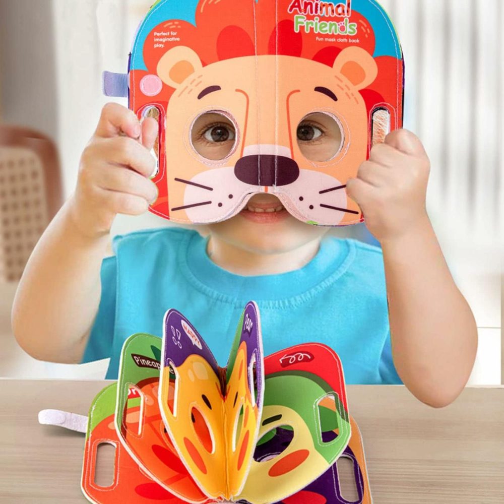 Baby Mask Books 18 Months  Sensory Baby Toys Folding Felt Educational Baby Cloth Book 18 Months Baby Birthday Gift Easter Christmas Newborn Gift (Animals)  |  Electronic Early Development Toys All Toys Electronic Early Development Toys