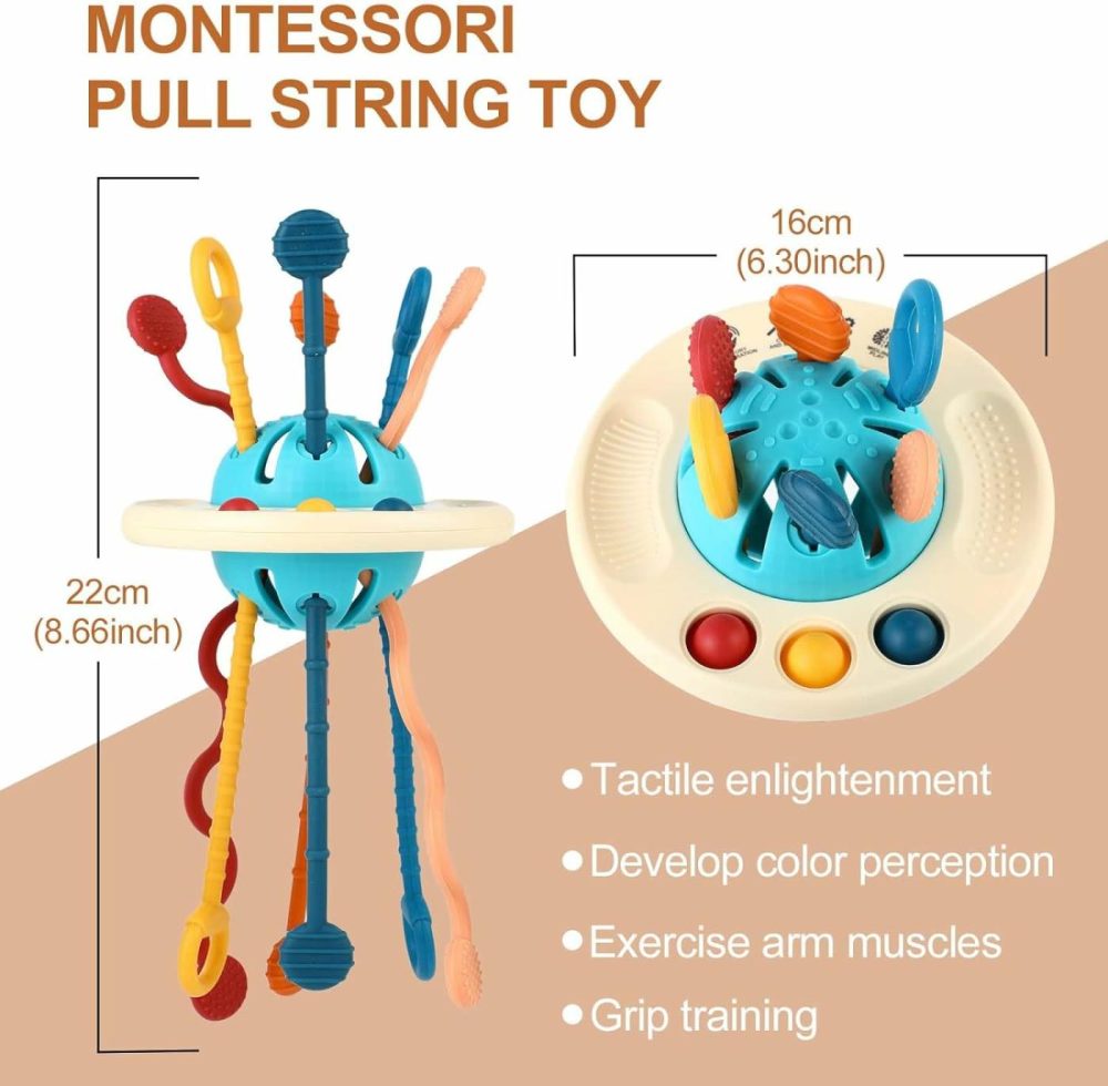 Baby Montessori Sensory Toy For Babies  Silicone Pull String Teething Toy  Baby Toys For 6-12-18 Months Newborn Boys And Girls  |  Push & Pull Toys All Toys Push & Pull Toys