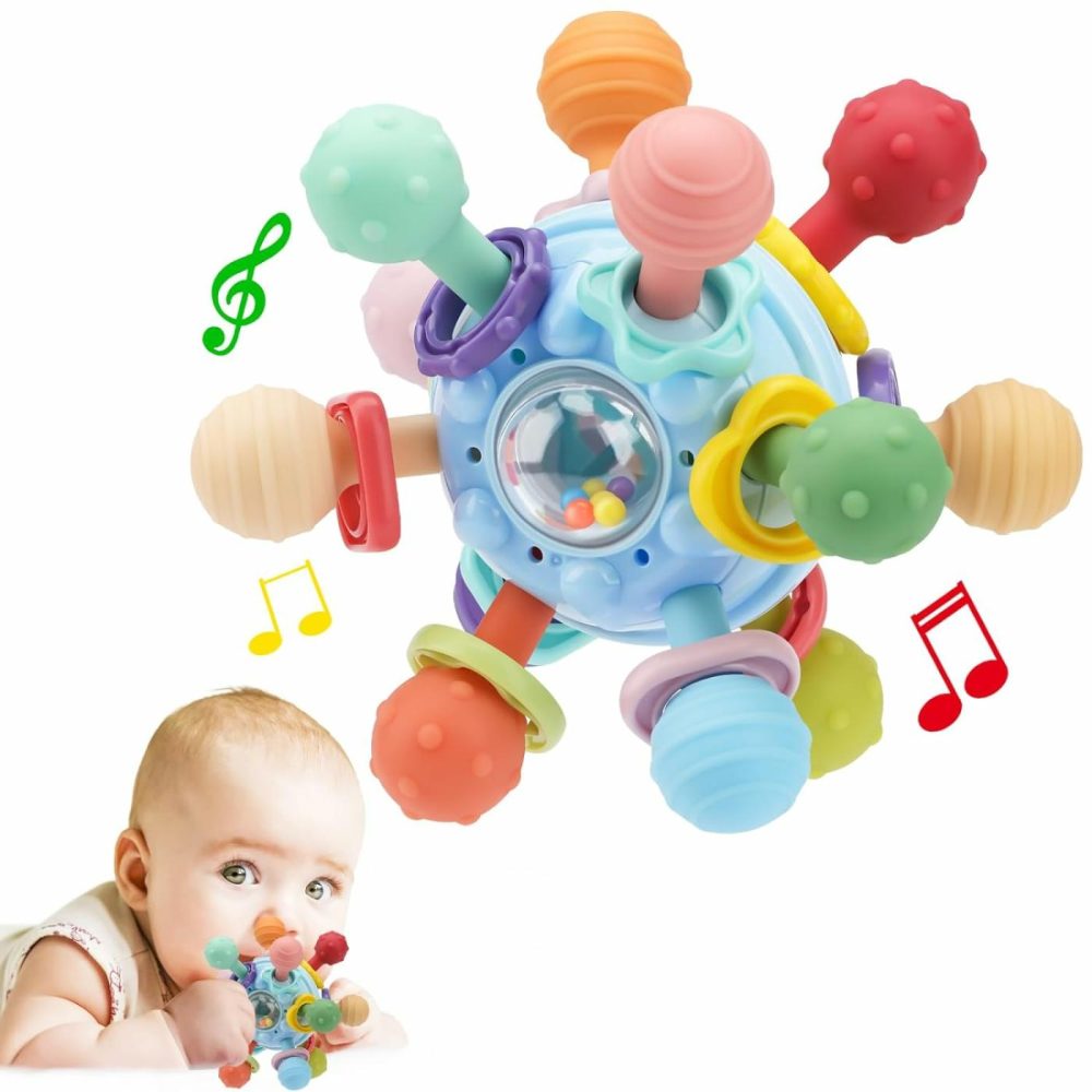 Baby Montessori Sensory Toys For 0-6 6-12 Months  Food Grade Teething Toys For Babies 0 3 6 9 12 18 Months  Newborn Infant Learning Developmental Toys Gifts For 1 2 Year Old Boys Girls  |  Teethers All Toys Blue