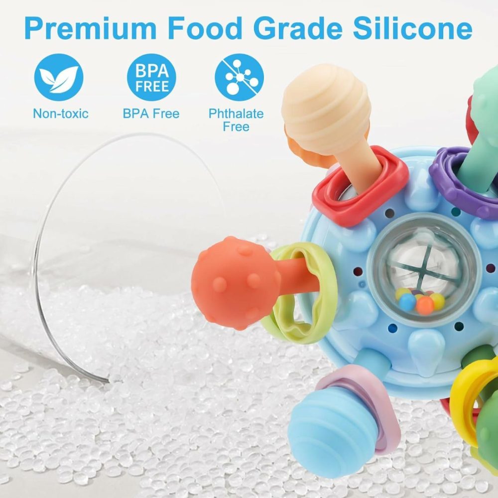 Baby Montessori Sensory Toys For 0-6 6-12 Months  Food Grade Teething Toys For Babies 0 3 6 9 12 18 Months  Newborn Infant Learning Developmental Toys Gifts For 1 2 Year Old Boys Girls  |  Teethers All Toys Blue