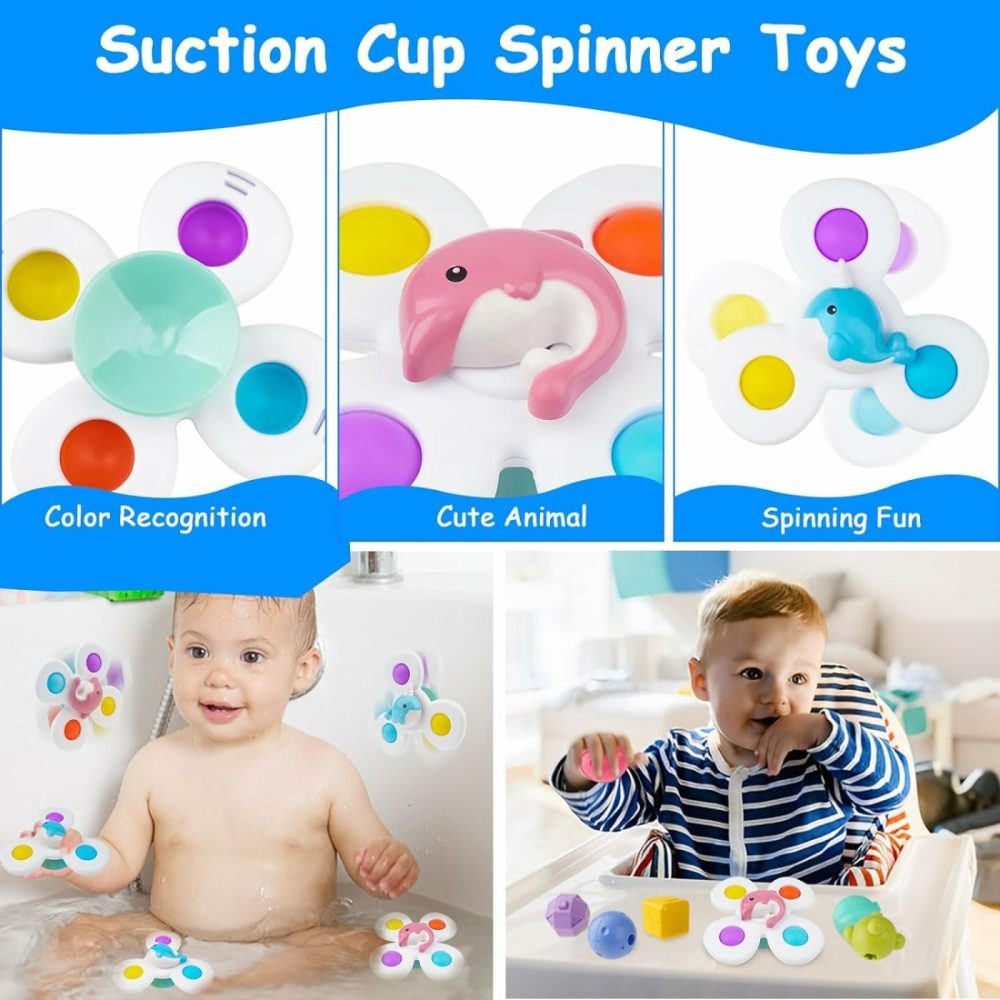 Baby Montessori Toys For 6 To 12 Months  Shape Sorter Sensory Bin With 6 Shape Blocks  Stacking Rings Infant Teething Toys  Suction Cup Spinner Toddler Bath Toy  Baby Toys Gift For Birthday  |  Sorting & Stacking Toys All Toys Sorting & Stacking Toys