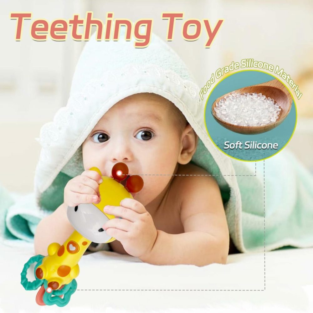 Baby Music Rattle Toy  Baby Teething Toy For Infants 6-12-18 Months Toddlers Sensory Toys Baby Boy Girl Gifts (Giraffe)  |  Rattles & Plush Rings All Toys Giraffe