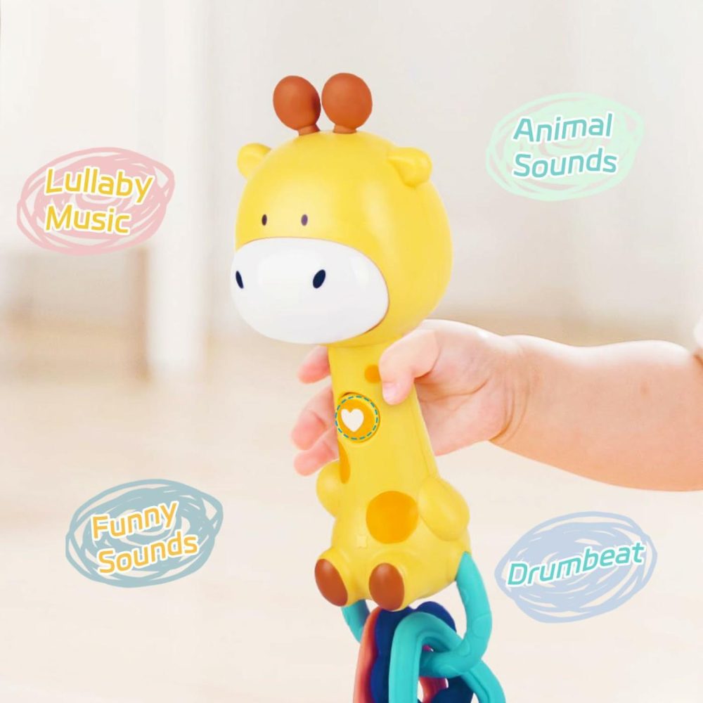 Baby Music Rattle Toy  Baby Teething Toy For Infants 6-12-18 Months Toddlers Sensory Toys Baby Boy Girl Gifts (Giraffe)  |  Rattles & Plush Rings All Toys Giraffe