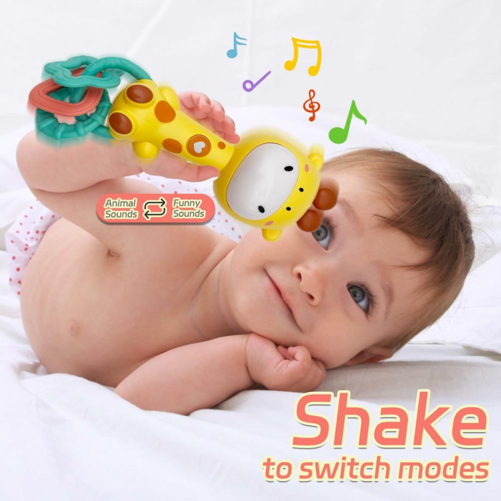 Baby Music Rattle Toy  Baby Teething Toy For Infants 6-12-18 Months Toddlers Sensory Toys Baby Boy Girl Gifts (Giraffe)  |  Rattles & Plush Rings All Toys Giraffe