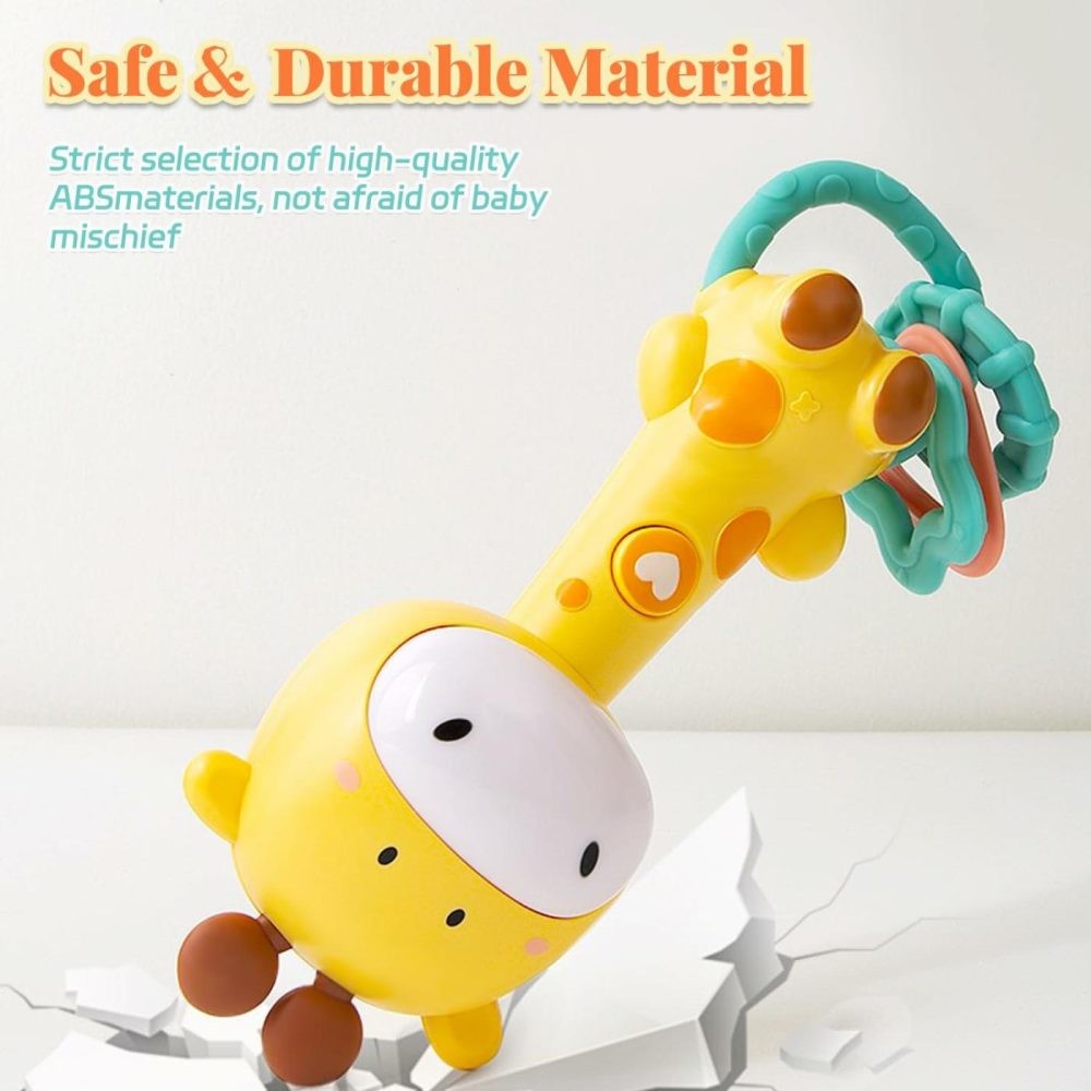 Baby Music Rattle Toy  Baby Teething Toy For Infants 6-12-18 Months Toddlers Sensory Toys Baby Boy Girl Gifts (Giraffe)  |  Rattles & Plush Rings All Toys Giraffe