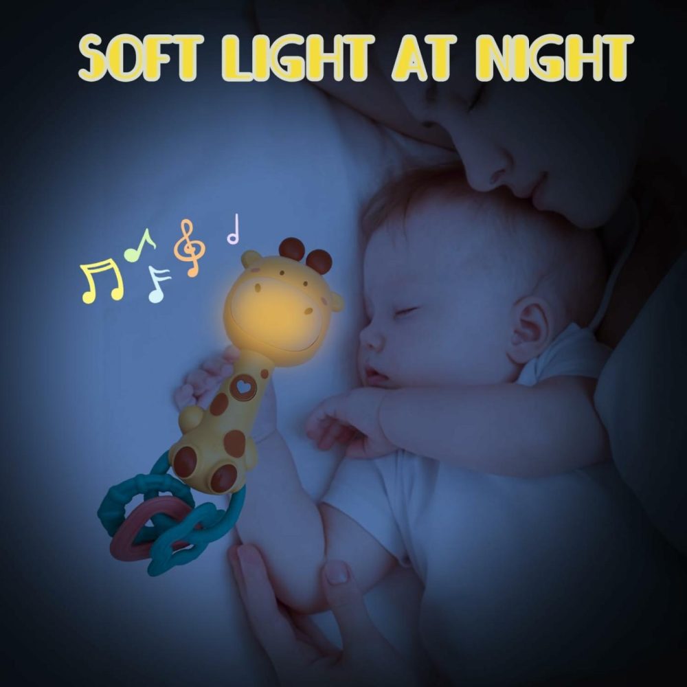 Baby Music Rattles Toy 6-12 Months  Baby Teething Toys With Music And Light  Toddler Learning Toys With Music And Light Newborn Toys Infant Baby Boy Girl Gifts (Giraffe)  |  Rattles & Plush Rings All Toys Giraffe