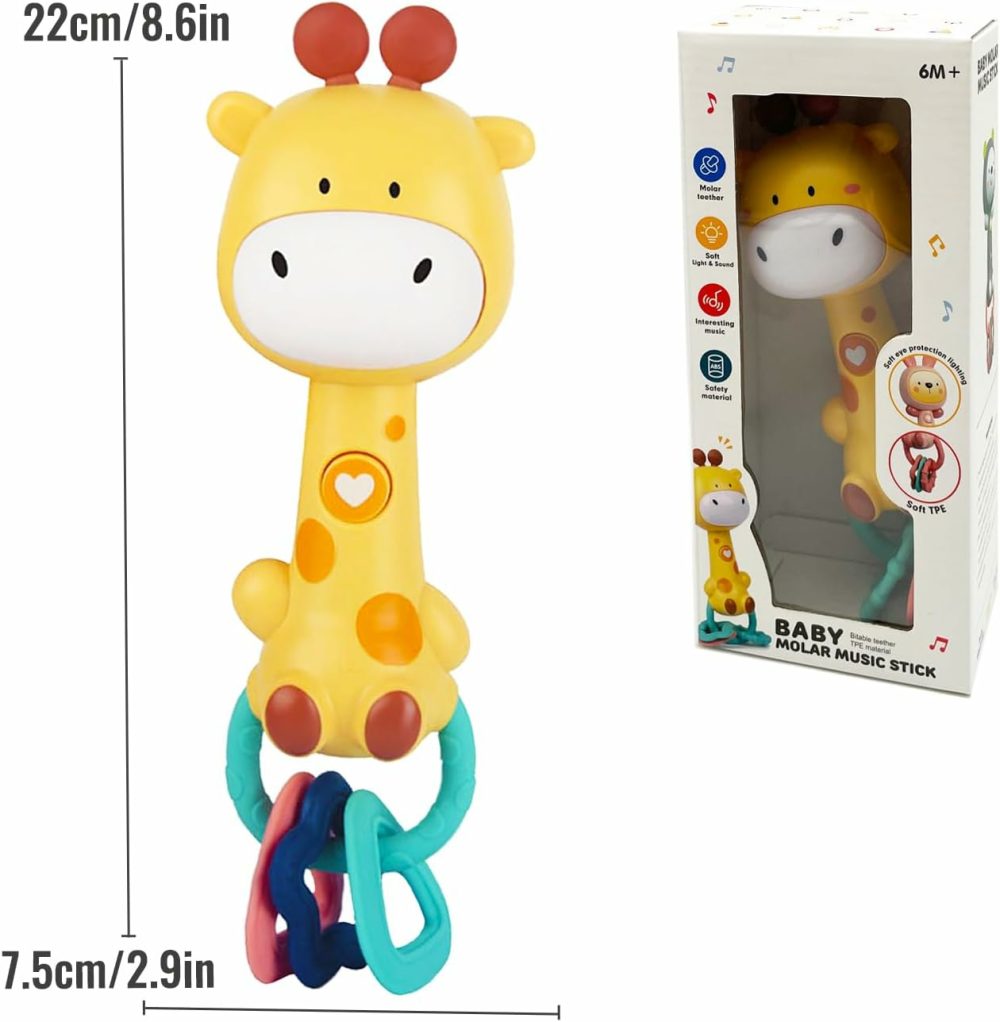 Baby Music Rattles Toy 6-12 Months  Baby Teething Toys With Music And Light  Toddler Learning Toys With Music And Light Newborn Toys Infant Baby Boy Girl Gifts (Giraffe)  |  Rattles & Plush Rings All Toys Giraffe