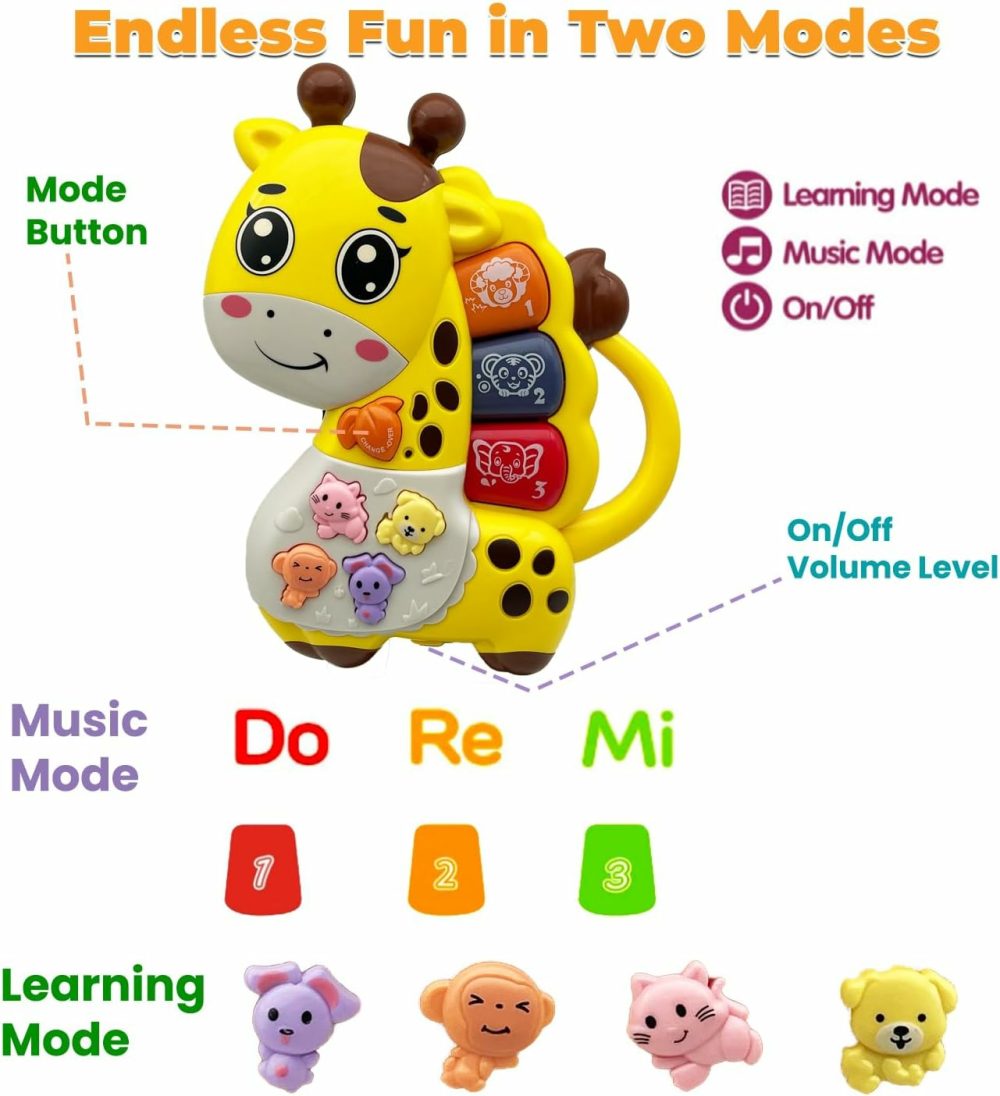 Baby Music Toys 12-18 Months  Animal Baby Piano Musical Light Infant Toys Toddlers Early Education Birthday Gift For 1 2 Year Old Girls Boys (Giraffe)  |  Musical Toys All Toys Giraffe