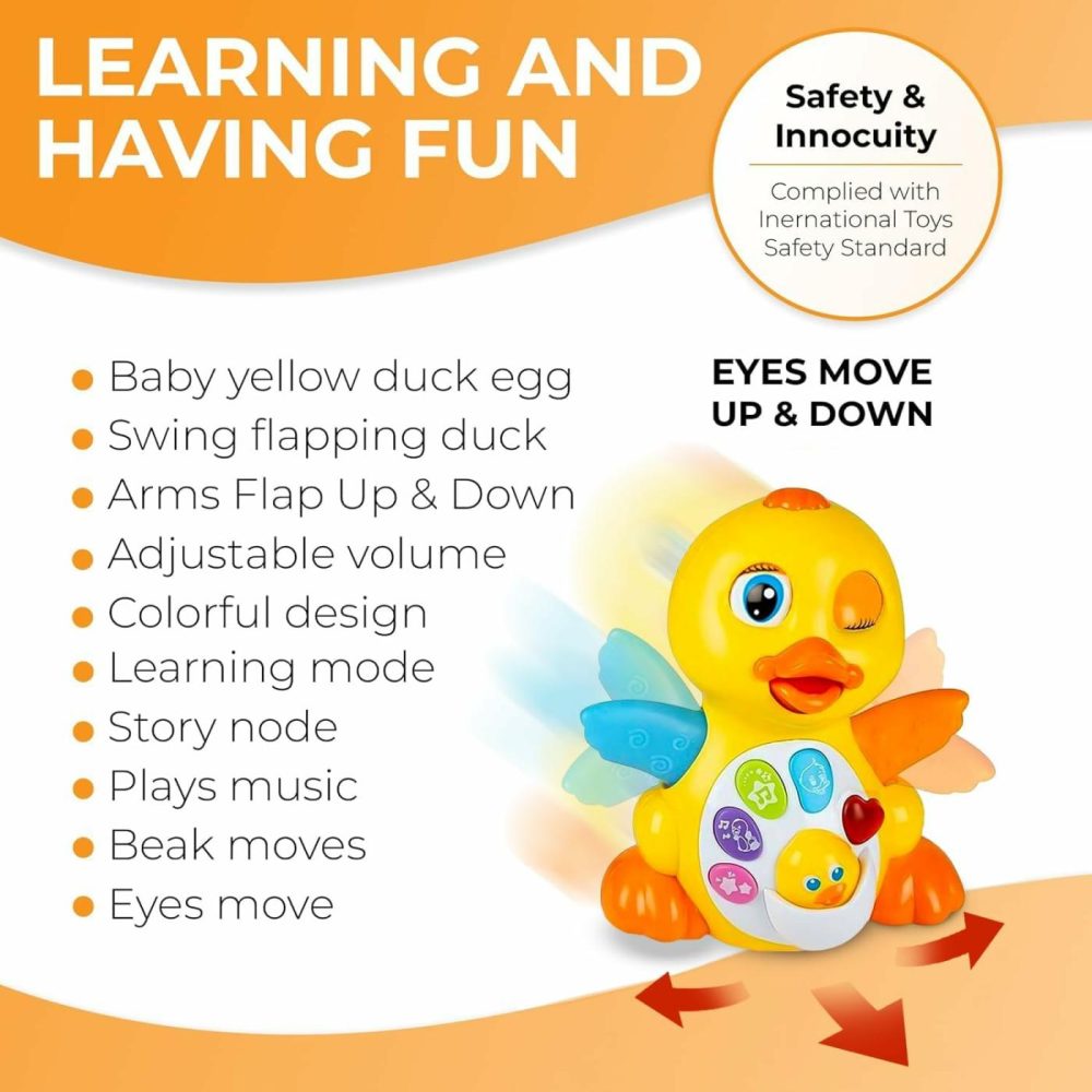 Baby Musical Duck Toy  Dancing Walking Yellow Duck – Interactive Action Learning Educational Flapping Light Up Dancing Duck With Music  |  Musical Toys All Toys