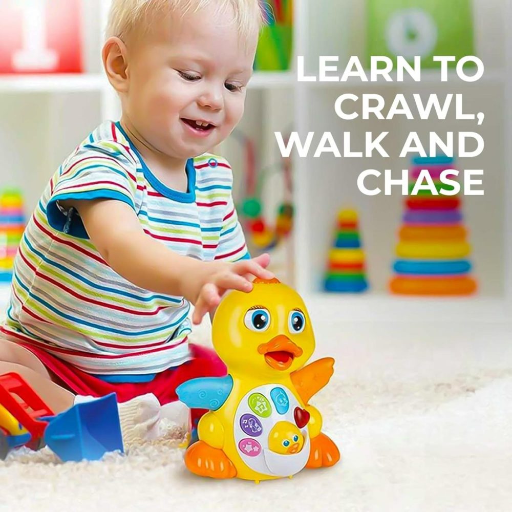 Baby Musical Duck Toy  Dancing Walking Yellow Duck – Interactive Action Learning Educational Flapping Light Up Dancing Duck With Music  |  Musical Toys All Toys