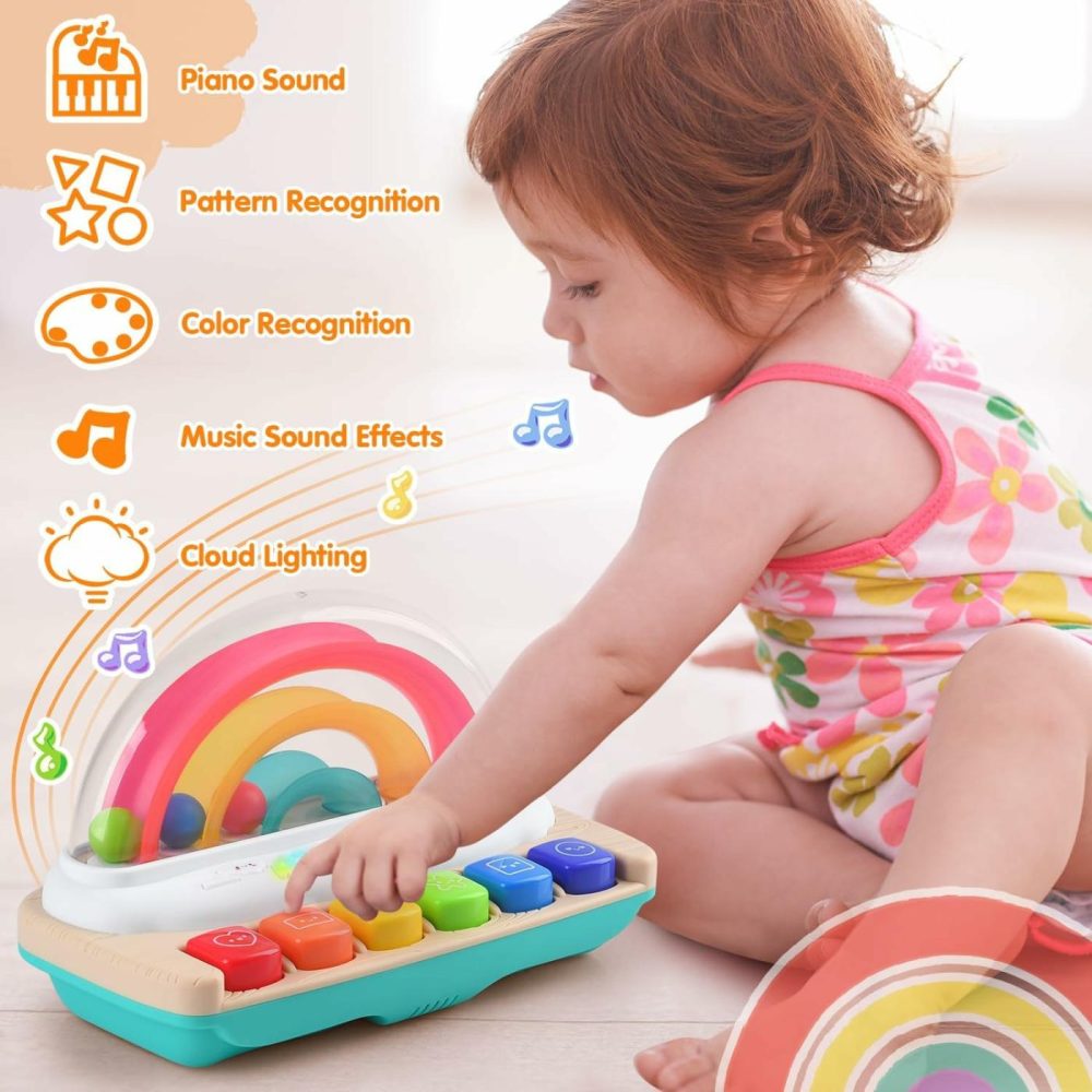 Baby Musical Toys – Rainbow Baby Piano Toy Music & Sound Light Up Musical Toys For Toddlers 1-3  Multifunctional Baby Pop Up Toy Cause And Effect Toys For Toddlers Age 1+ And Up Girls Boys Gifts  |  Musical Toys All Toys Red