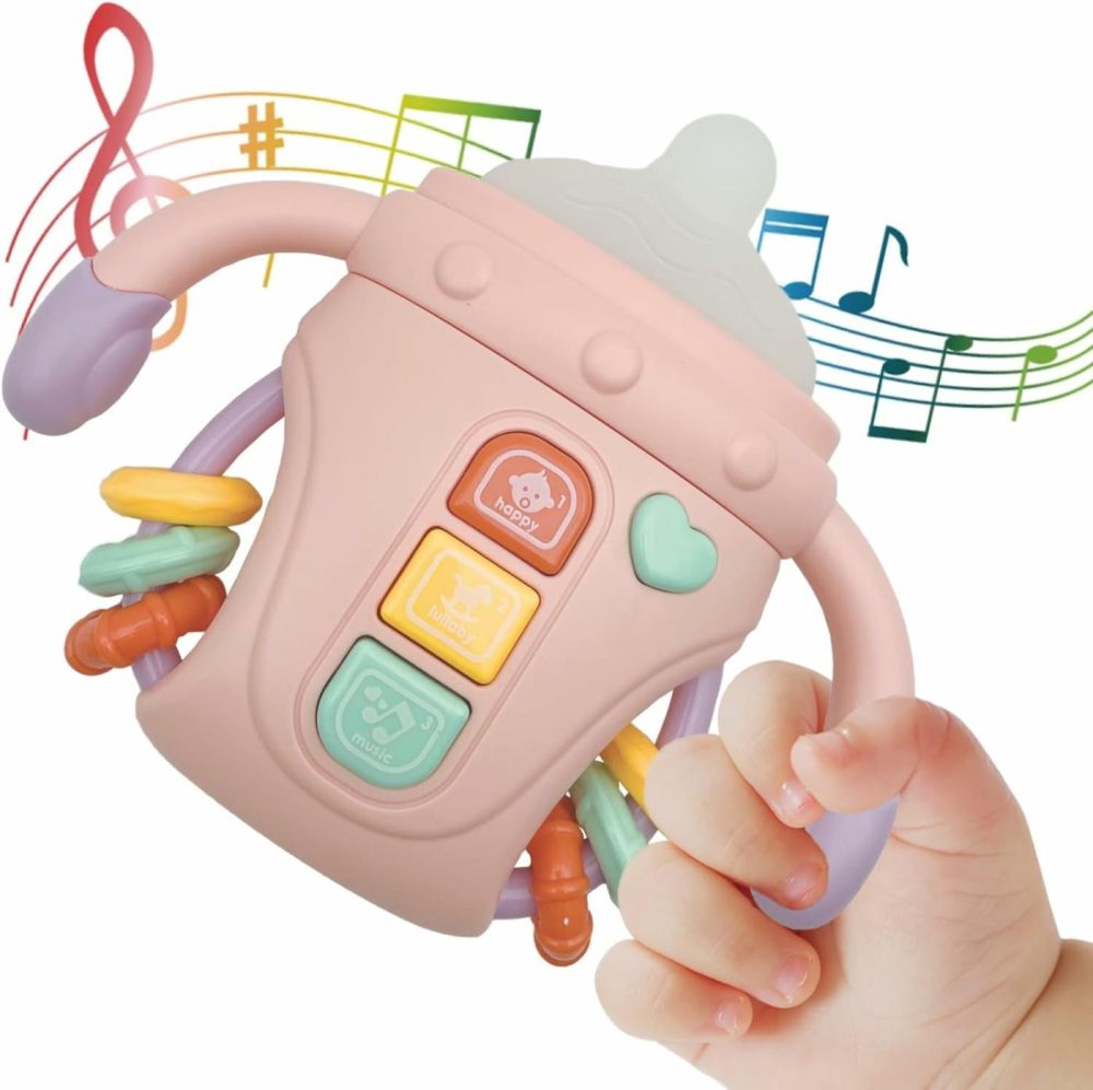 Baby Musical Toys Toddlers Sensory Learning Toy W/Music & Lights Pacifier Teething And Baby Rattle Toys 18+Months,Boys & Girls Toys(A-Pink)  |  Musical Toys All Toys A-pink