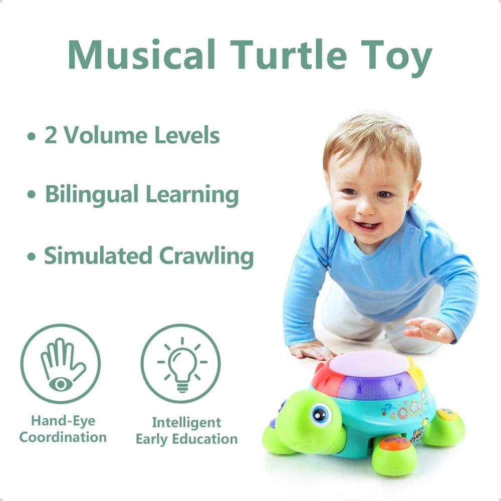 Baby Musical Turtle Toy  Infant Crawling Tummy Toys W/ Light Sound  Toddler Spanish English Bilingual Learning Educational  Birthday Gifts 6 7 8 9 10 12 18 Month 1 Year Old Boy Girl  |  Musical Toys All Toys