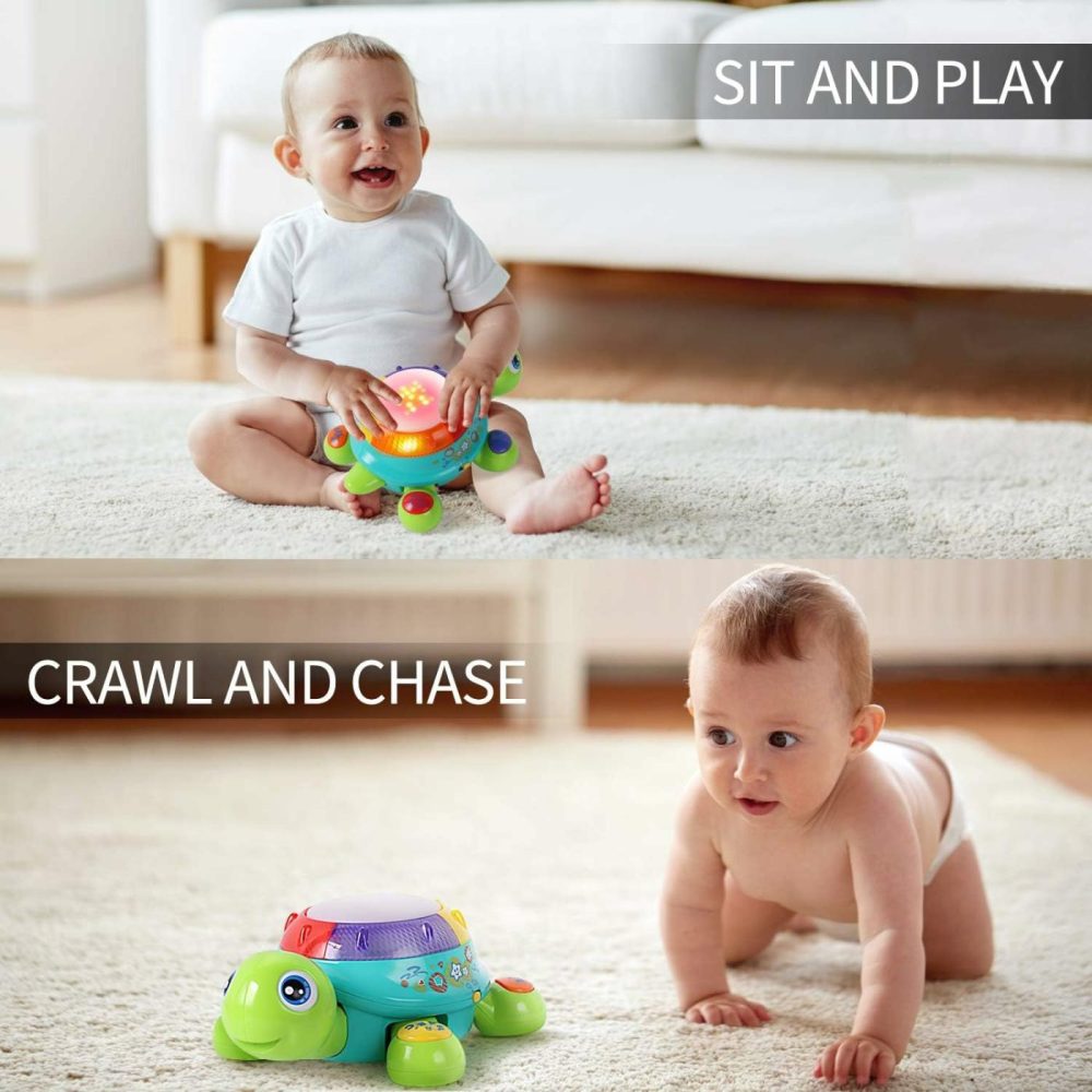 Baby Musical Turtle Toy  Infant Crawling Tummy Toys W/ Light Sound  Toddler Spanish English Bilingual Learning Educational  Birthday Gifts 6 7 8 9 10 12 18 Month 1 Year Old Boy Girl  |  Musical Toys All Toys