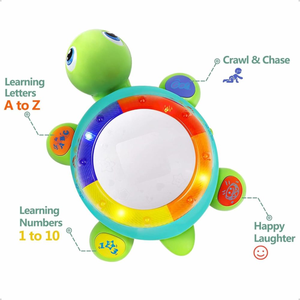 Baby Musical Turtle Toy  Infant Crawling Tummy Toys W/ Light Sound  Toddler Spanish English Bilingual Learning Educational  Birthday Gifts 6 7 8 9 10 12 18 Month 1 Year Old Boy Girl  |  Musical Toys All Toys