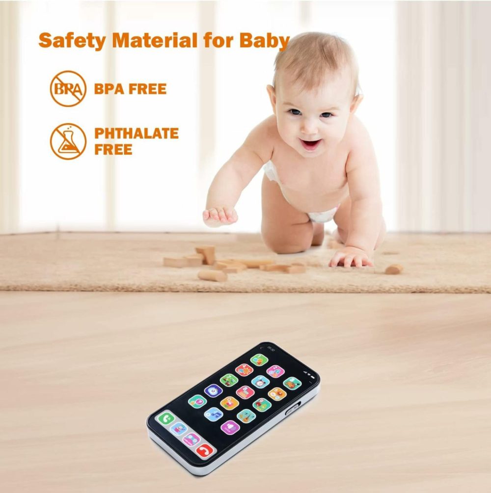 Baby Phone Toy For 1 Year Old Toddlers  Musical Cell Phone Toy With Light And Sound  Pretend Play Toy For Boys And Girls  Gifts For Birthday  Holiday (Black)  |  Musical Toys All Toys