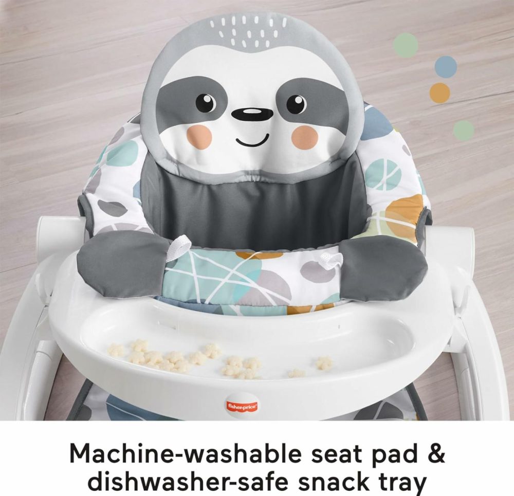 Baby Portable Chair With Snack Tray  Sit Me Up Floor Seat With Linkable Clacker & Teether Toys  Cute Sloth  |  Teethers All Toys Sloth