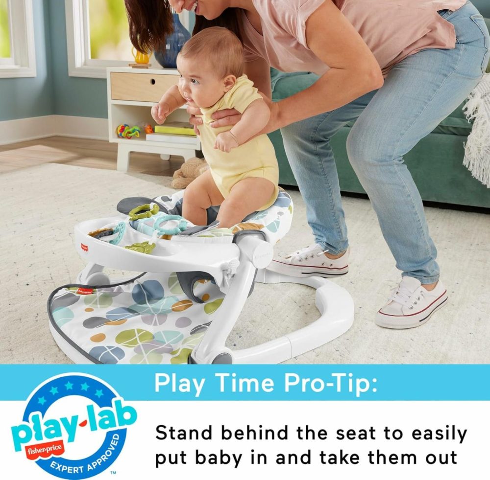 Baby Portable Chair With Snack Tray  Sit Me Up Floor Seat With Linkable Clacker & Teether Toys  Cute Sloth  |  Teethers All Toys Sloth