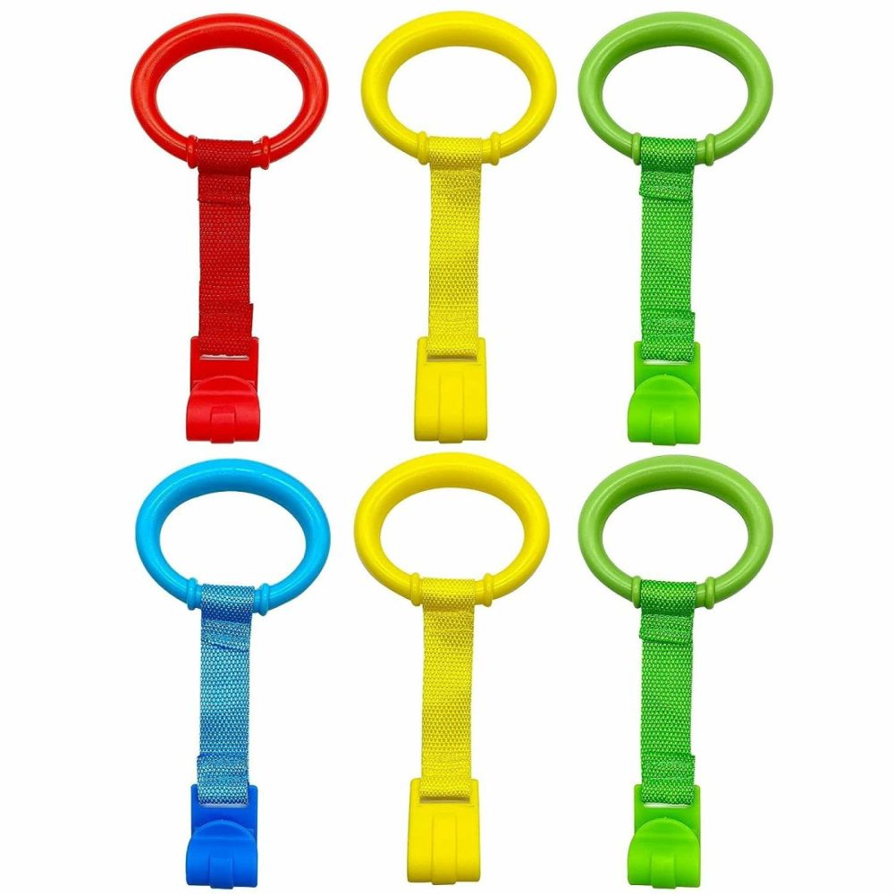 Baby Pull Up Rings  Pull Up Rings For Playpen  Baby Crib Pull Rings  Baby Cot Hanging Rings  Infant Baby Toddler Walking Assistant Pull Up Ring 6Pcs 4 Colors  |  Walkers All Toys red,green,yellow,blue