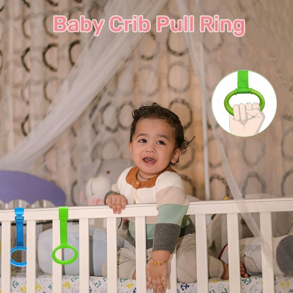 Baby Pull Up Rings  Pull Up Rings For Playpen  Baby Crib Pull Rings  Baby Cot Hanging Rings  Infant Baby Toddler Walking Assistant Pull Up Ring 6Pcs 4 Colors  |  Walkers All Toys red,green,yellow,blue