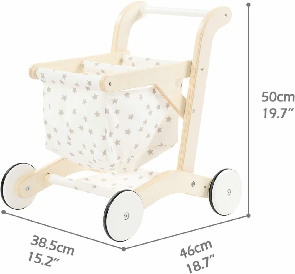 Baby Push Walker Doll Stroller  Push Toy For Toddler  Shopping Cart For Girls And Boys 1 Years Old  Kids Stand Learning Walker  Wooden Play Wagon With Wheel  Larger Size 15.2 * 18.7 * 19.7  |  Push & Pull Toys All Toys Push & Pull Toys