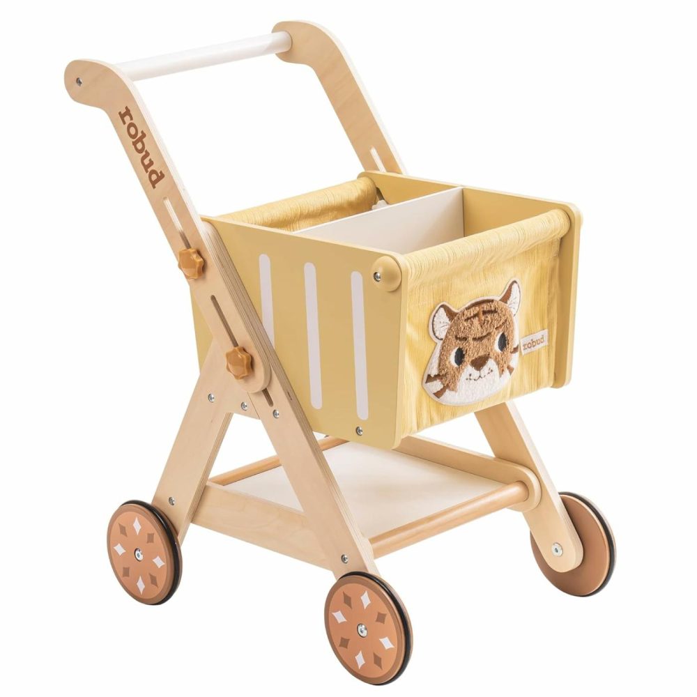 Baby Push Walker Doll Stroller  Wooden Shopping Cart For Girls Boys  Height Adjustable Wooden Baby Walker For Kids Toddlers  Learning Walker Toys For 10 Months 1 Year Old  |  Walkers All Toys Walkers