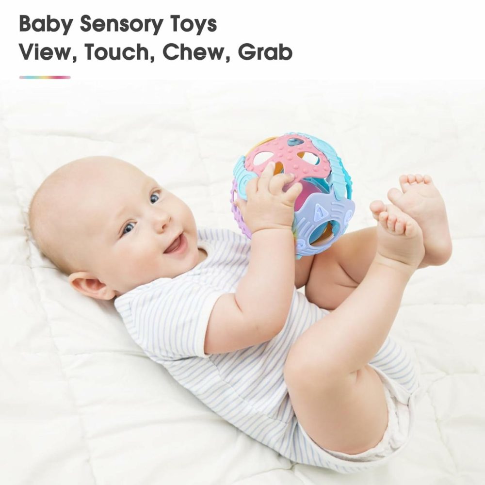 Baby Rattle Ball,Baby Teething Sensory Montessori Toys,Teething  Travle Toys For Infants Toddlers Boys Girls Baby Gifts For 6 7 8 9 10 11 12 Month 1 2 Years Old  |  Rattles & Plush Rings All Toys Multicolor