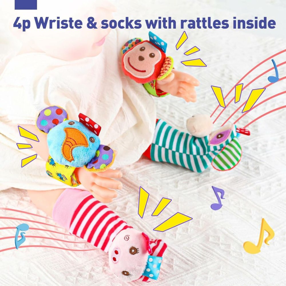 Baby Rattle Socks  Baby Toys 3-6 Months  Baby Wrist Rattles For Babies 0-6 Months  Newborn Infant Toys 0-6 Months  3 Month Baby Toys  6 Month Old Baby Must Have  |  Rattles & Plush Rings All Toys D-4p