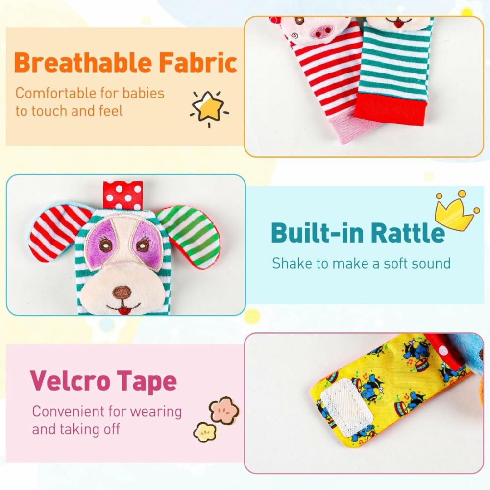 Baby Rattle Socks  Baby Toys 3-6 Months  Baby Wrist Rattles For Babies 0-6 Months  Newborn Infant Toys 0-6 Months  3 Month Baby Toys  6 Month Old Baby Must Have  |  Rattles & Plush Rings All Toys D-4p