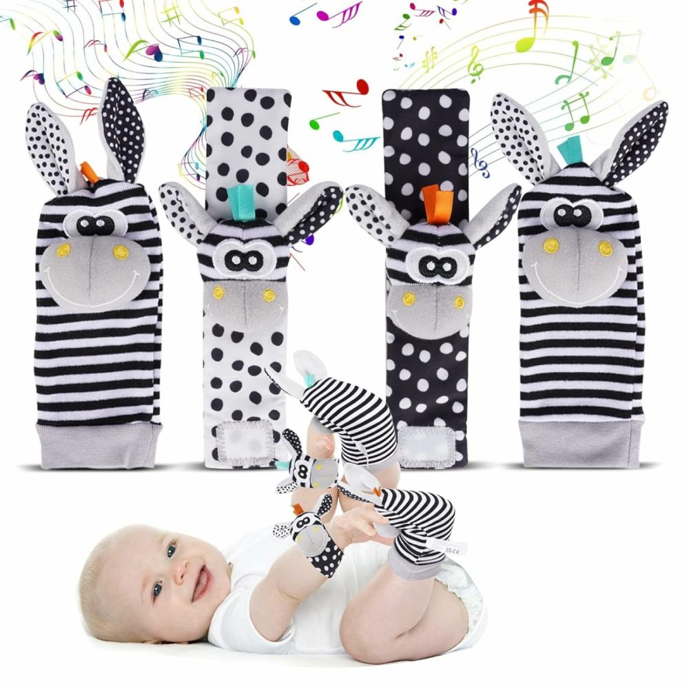 Baby Rattle Socks Wrist Strap Rattles Set  Cute Baby Animal Development Toy Gift For Newborn Babies  Black And White Foot Finder Sensory Set…  |  Rattles & Plush Rings All Toys Black & White