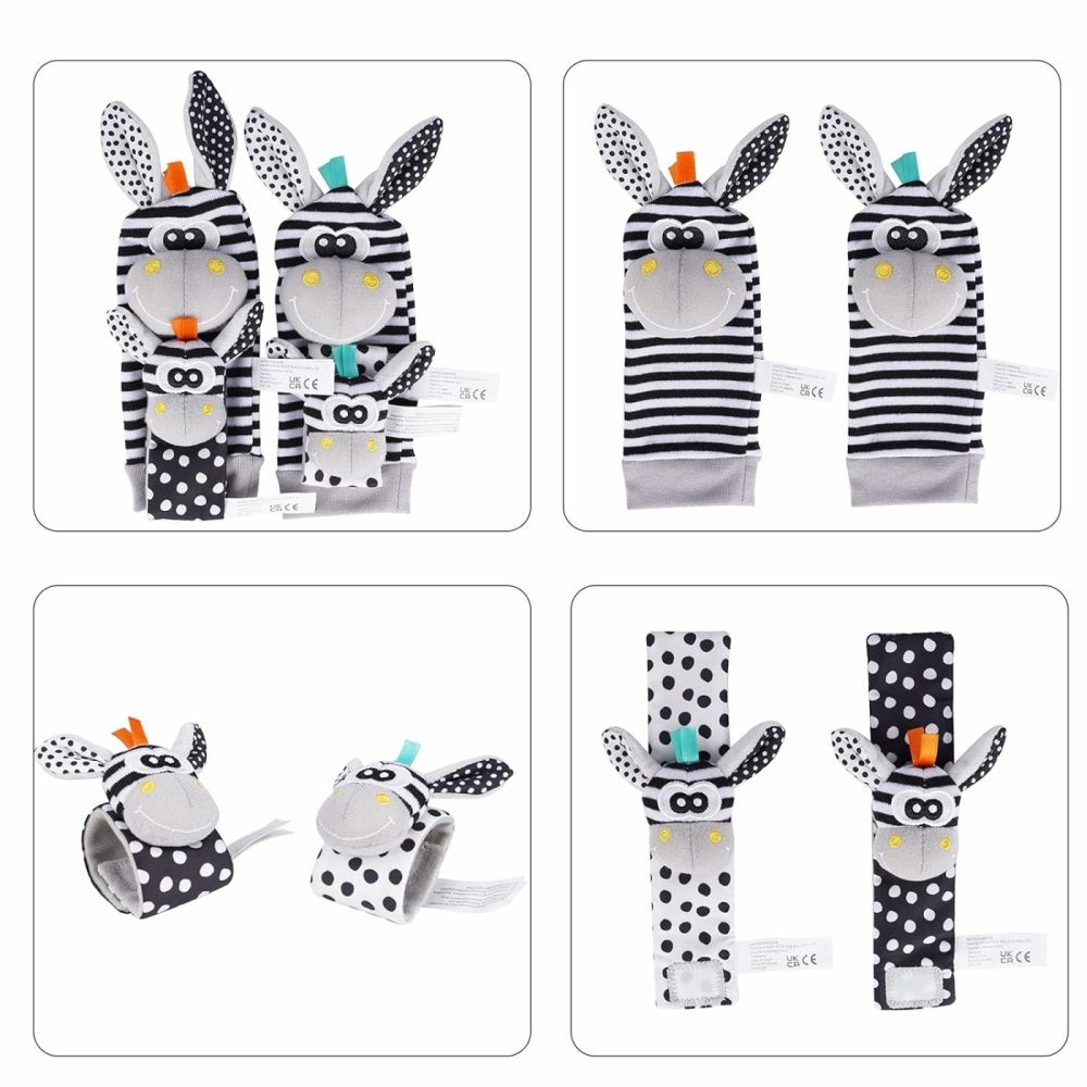 Baby Rattle Socks Wrist Strap Rattles Set  Cute Baby Animal Development Toy Gift For Newborn Babies  Black And White Foot Finder Sensory Set…  |  Rattles & Plush Rings All Toys Black & White