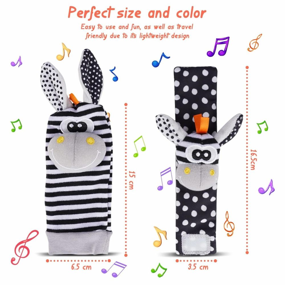 Baby Rattle Socks Wrist Strap Rattles Set  Cute Baby Animal Development Toy Gift For Newborn Babies  Black And White Foot Finder Sensory Set…  |  Rattles & Plush Rings All Toys Black & White