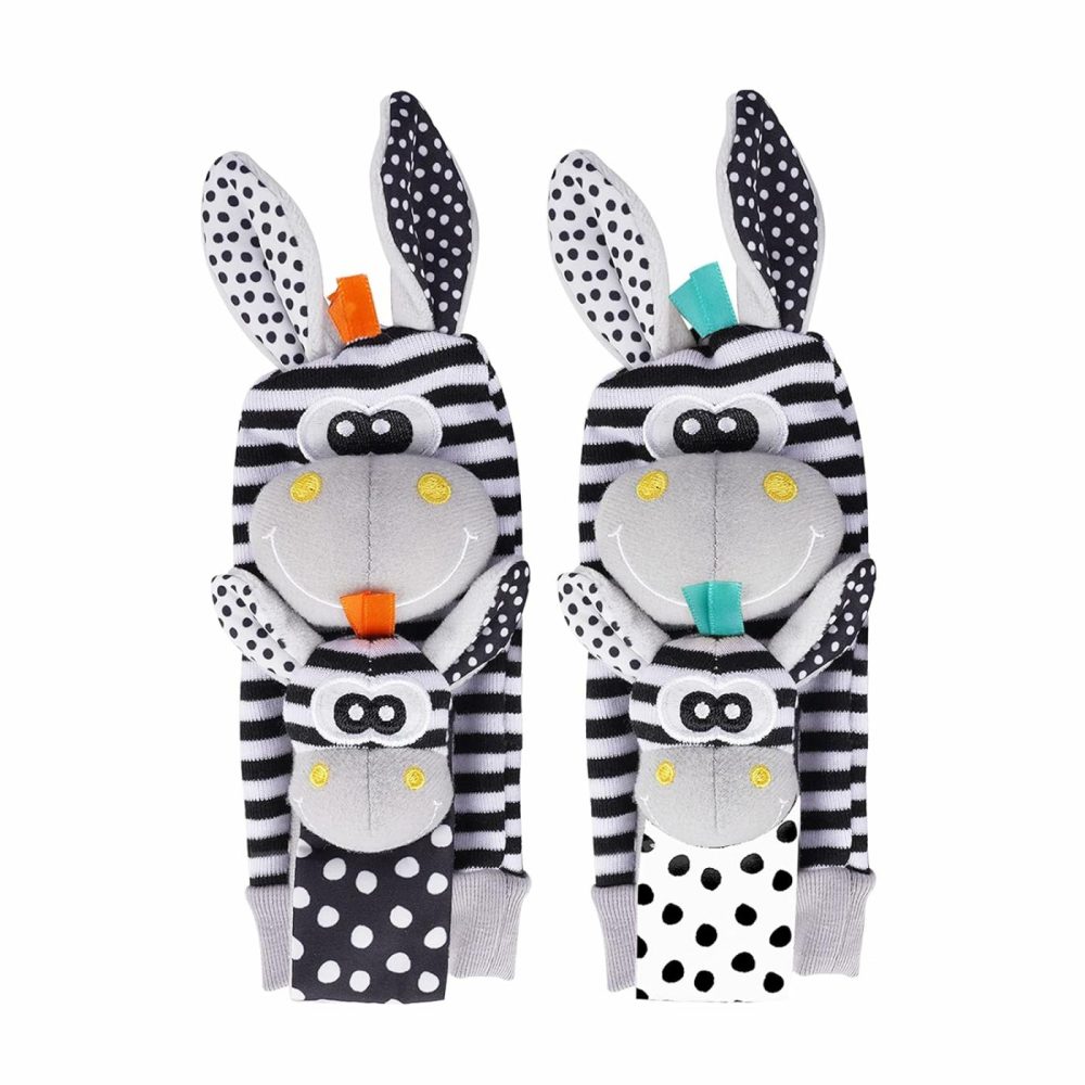 Baby Rattle Socks Wrist Strap Rattles Set  Cute Baby Animal Development Toy Gift For Newborn Babies  Black And White Foot Finder Sensory Set…  |  Rattles & Plush Rings All Toys Black & White