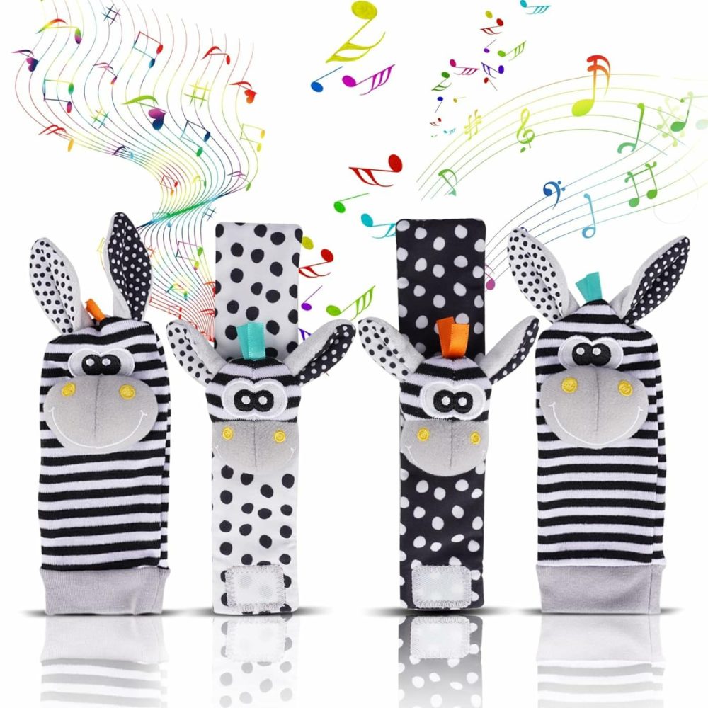 Baby Rattle Socks Wrist Strap Rattles Set  Cute Baby Animal Development Toy Gift For Newborn Babies  Black And White Foot Finder Sensory Set…  |  Rattles & Plush Rings All Toys Black & White