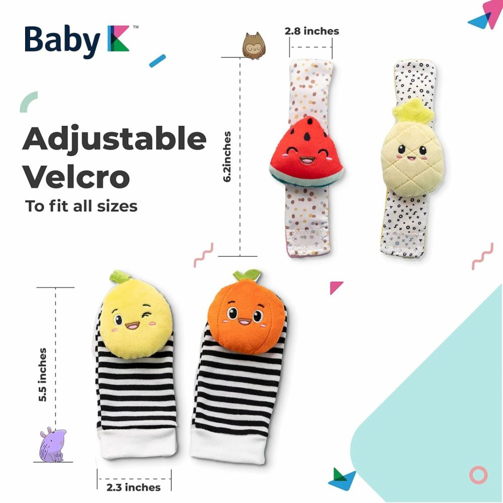 Baby Rattle Socks & Wrist Toys (Set C) – Newborn Toys For Baby Boy Or Girl – Brain Development Infant Toys – Hand And Foot Rattles Suitable For 0-3  3-6  6-12 Months Babies  |  Rattles & Plush Rings All Toys Rattles & Plush Rings