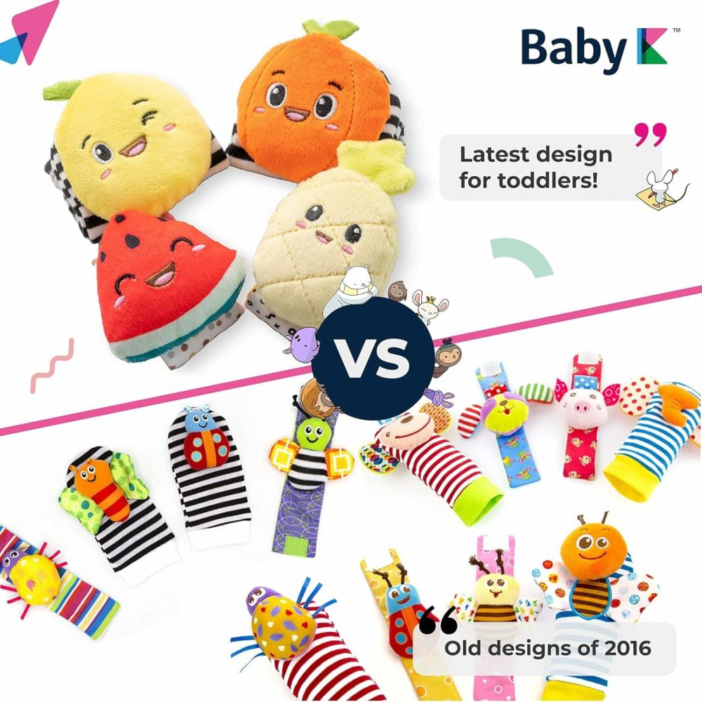 Baby Rattle Socks & Wrist Toys (Set C) – Newborn Toys For Baby Boy Or Girl – Brain Development Infant Toys – Hand And Foot Rattles Suitable For 0-3  3-6  6-12 Months Babies  |  Rattles & Plush Rings All Toys Rattles & Plush Rings