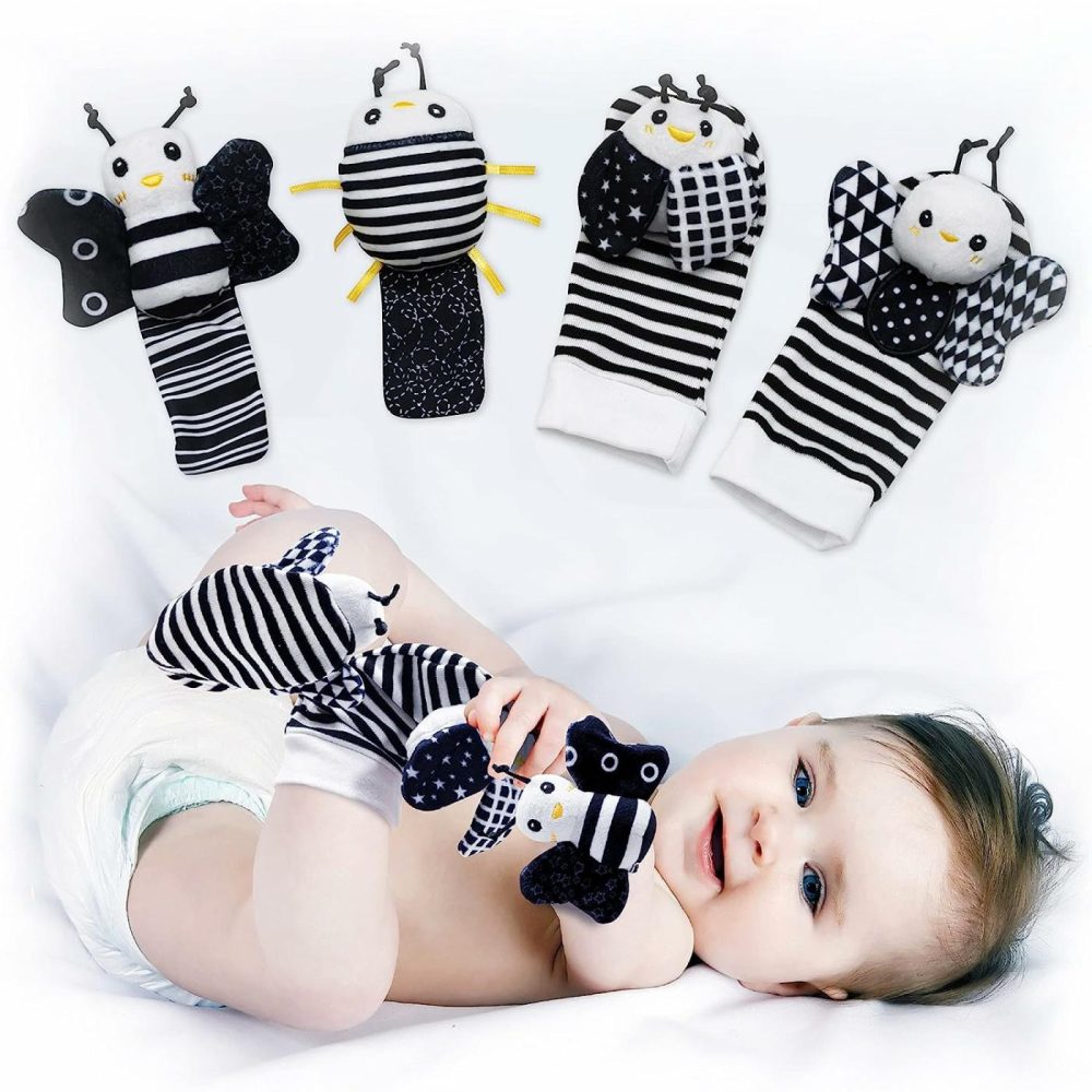 Baby Rattle Socks & Wrist Toys (Set E) – Newborn Toys For Baby Boy Or Girl – Brain Development Infant Toys – Hand And Foot Rattles Suitable For 0-6  6-12 Months Babies – Newborn Christmas Gifts  |  Rattles & Plush Rings All Toys Butterfly Bugs Set E