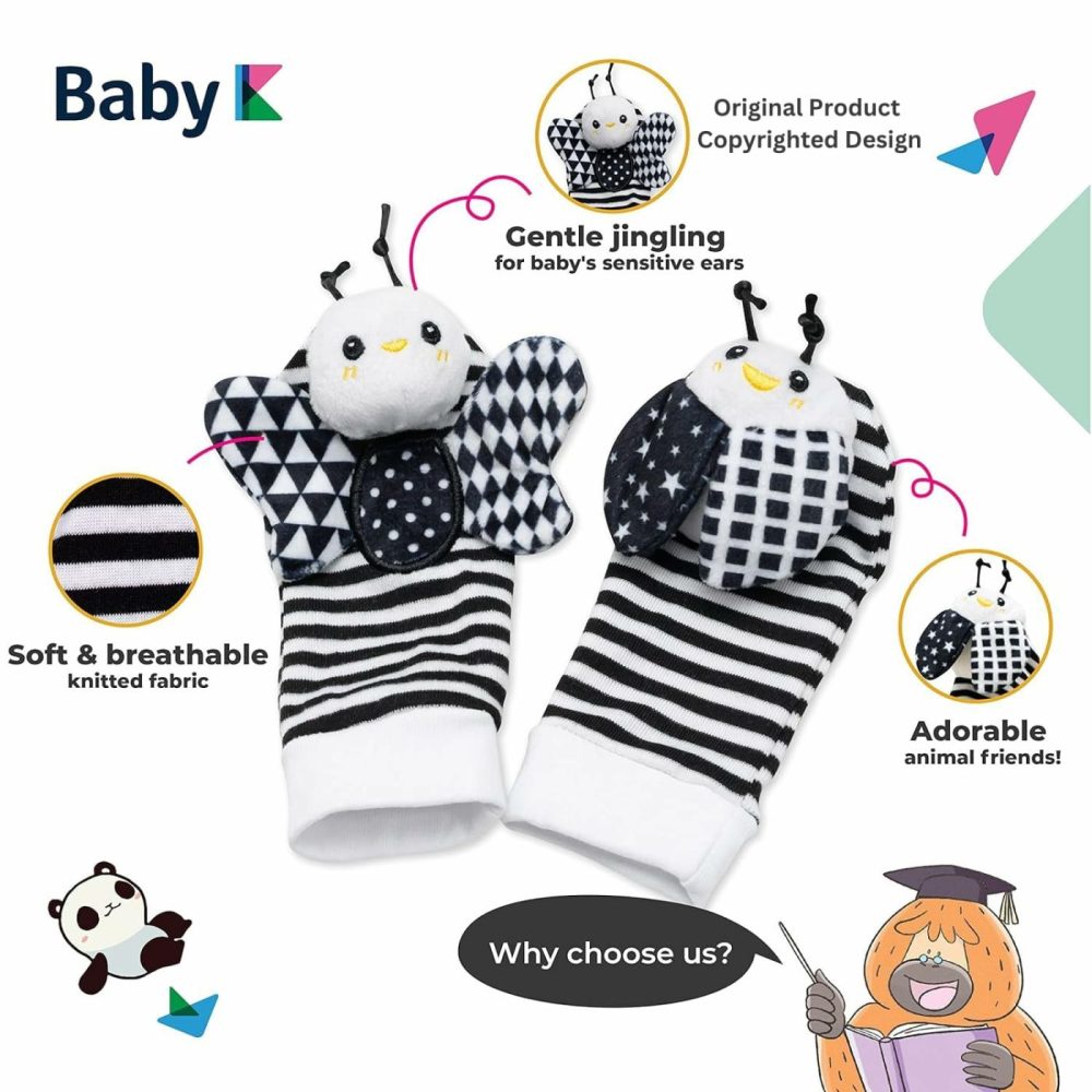 Baby Rattle Socks & Wrist Toys (Set E) – Newborn Toys For Baby Boy Or Girl – Brain Development Infant Toys – Hand And Foot Rattles Suitable For 0-6  6-12 Months Babies – Newborn Christmas Gifts  |  Rattles & Plush Rings All Toys Butterfly Bugs Set E