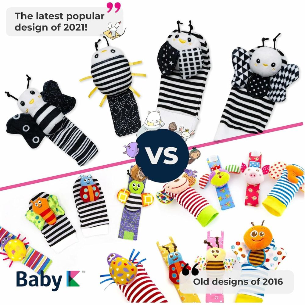 Baby Rattle Socks & Wrist Toys (Set E) – Newborn Toys For Baby Boy Or Girl – Brain Development Infant Toys – Hand And Foot Rattles Suitable For 0-6  6-12 Months Babies – Newborn Christmas Gifts  |  Rattles & Plush Rings All Toys Butterfly Bugs Set E