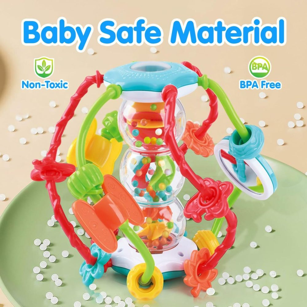 Baby Rattles 6 To 12 Months – Montessori Baby Toys Rainmaker Infant Toys Developmental Toys For Baby Activity Ball Sensory Toys Shaker Ball For Babies Boys Girls Toddler Gift  |  Rattles & Plush Rings All Toys Multicolor