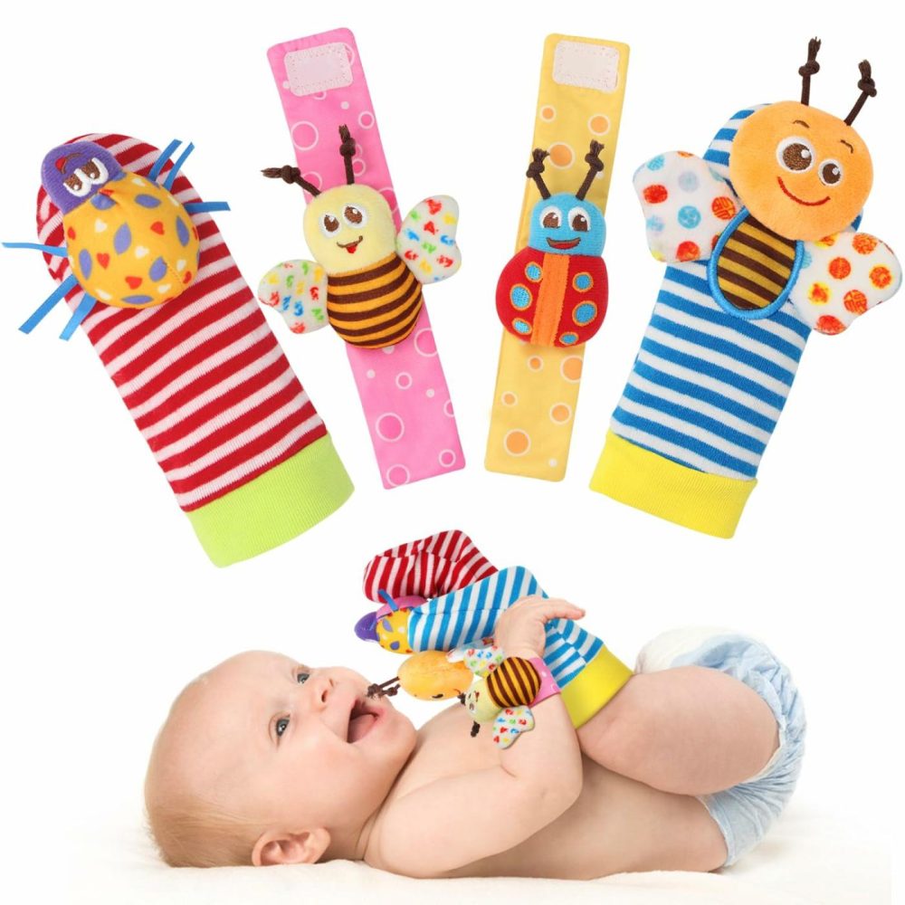 Baby Rattles Toys For 0-12 Month  Infant Girl Boy Toys For Babies 3-6 Months  Newborn Hand & Foot Toys For 0 To 9 Months  Baby Shower Gifts Set With Wrist Rattle Socks  |  Rattles & Plush Rings All Toys multicolored